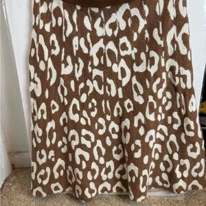 Leopard Print A-Line Skirt - Brown and Cream